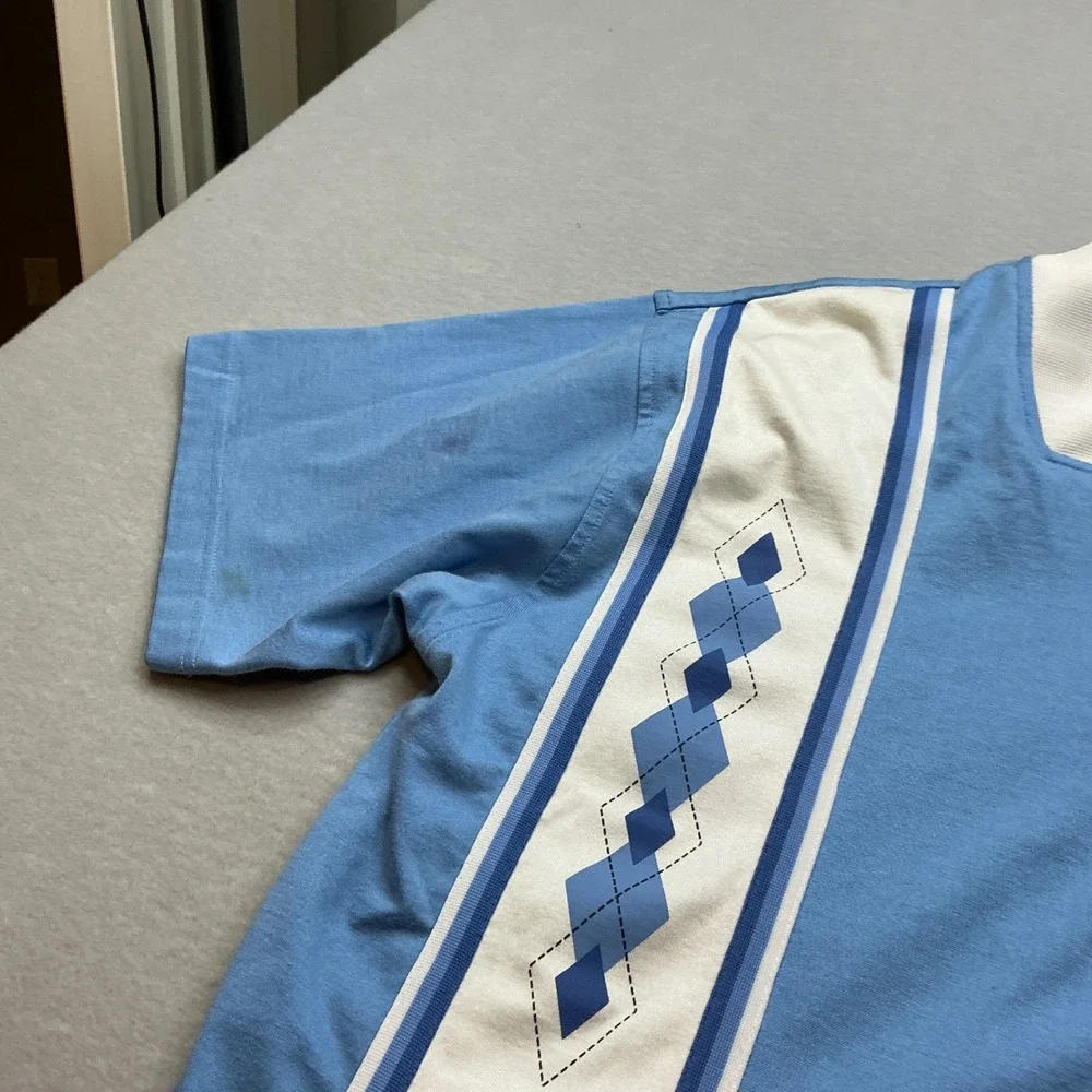 Nike UNC‎ Tar Heels Quarter Zip Polo Shirt Large Blue Argyle Stripe Vintage Men